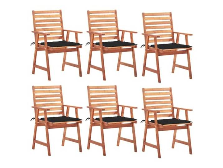 KUTYWEXFM 6er Set Gartenstühle mit Kissen Armlehnstühle Akazienholz Gemütliche Sitzgruppe für Terrasse und Veranda mit weichen Sitzauflagen und ergonomischer Armlehne für den Außenbereich.