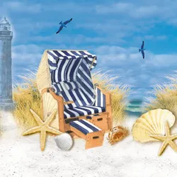 Ambiente 20 Servietten Papier 33x33cm 3-lagig - hochwertige Einweg Papierservietten Strandkorb Muscheln Motiv Partyservietten martitim Tischdeko Sommer Strand