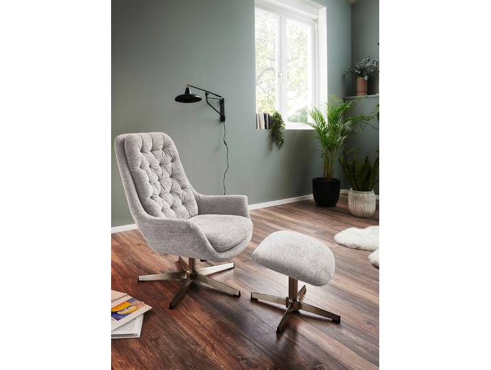 Bequemer Relax-Sessel mit Hocker, Grau