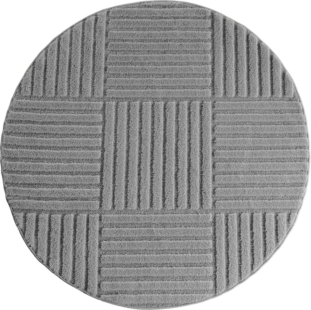 Muratap Japandi Art Kubic Rond Scandinavisch Vloerkleed - Grijs - Diameter: 160 cm