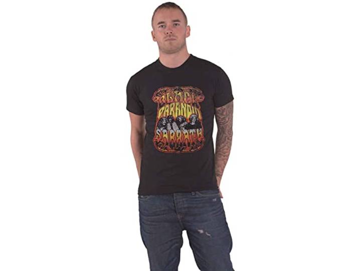 Black Sabbath T-shirt Paranoid Psych Band Logo Officieel Unisex Zwart, Zwart, S