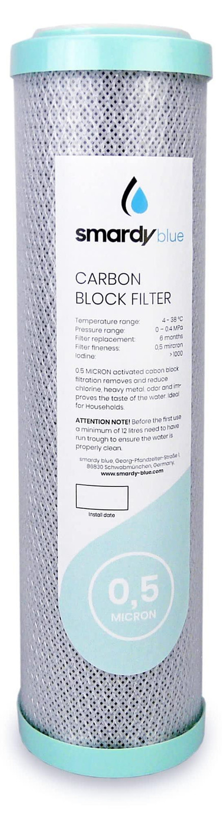 Selius Premium CTO 10 inch Actievekoolblokfilter 0,5 Micron