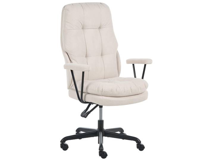 BELIANI Bürostuhl Cremeweiß Stoff Drehbar Höhenverstellbar Neigungsfunktion mit Armlehnen Rollen Modernes Design für Homeoffice Schreibtischstuhl