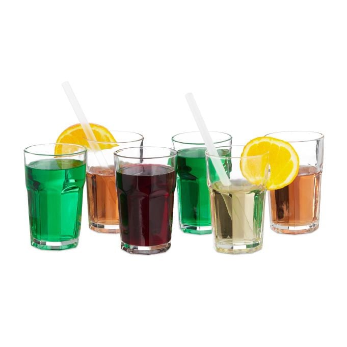 Relaxdays Set van 18 transparante waterglazen, 300 ml