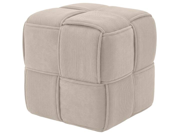 CLP Sitzwürfel eckig 40/40/40 cm Cord Creme, Kunststoff, Rechteckig, 40x40x40 cm, Wohnzimmer, Sessel, Hocker, Sitzwürfel