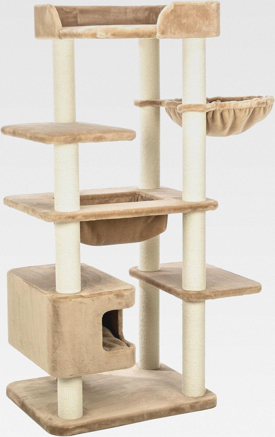 Kratzbaum XXL Brunna, großer Katzenbaum mit gemütlicher Höhle 165 cm Taupe, Kratzbaum für Katzen, komfortabel & stabil - 48158