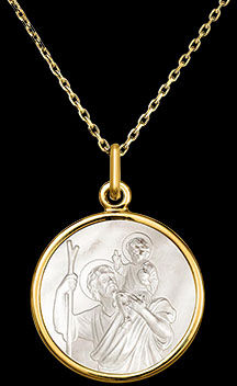 Edenly Medaille St. Christophorus â€“ 18-karÃ¤tiges Gelbgold und Perlmutt