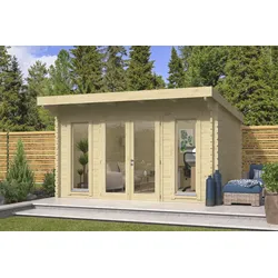 Wolff Finnhaus Gartenhaus Rikke 3838 - 44 mm naturbelassen inkl. Boden/Fundamenthölzer
