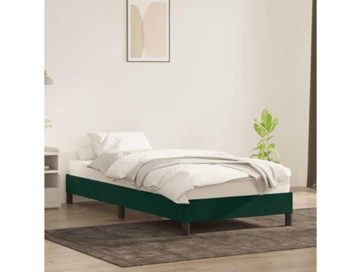 KTHLBRH Bettgestell aus Samt, dunkelgrün, 80 x 220 cm Lattenrost, stabile Beine, weich und bequem, für Schlafzimmer