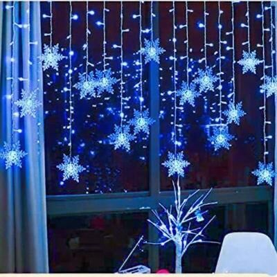Uplift Picks Snowflake LED Curtain Lights For Christmas And Holiday Decor blue us Plug