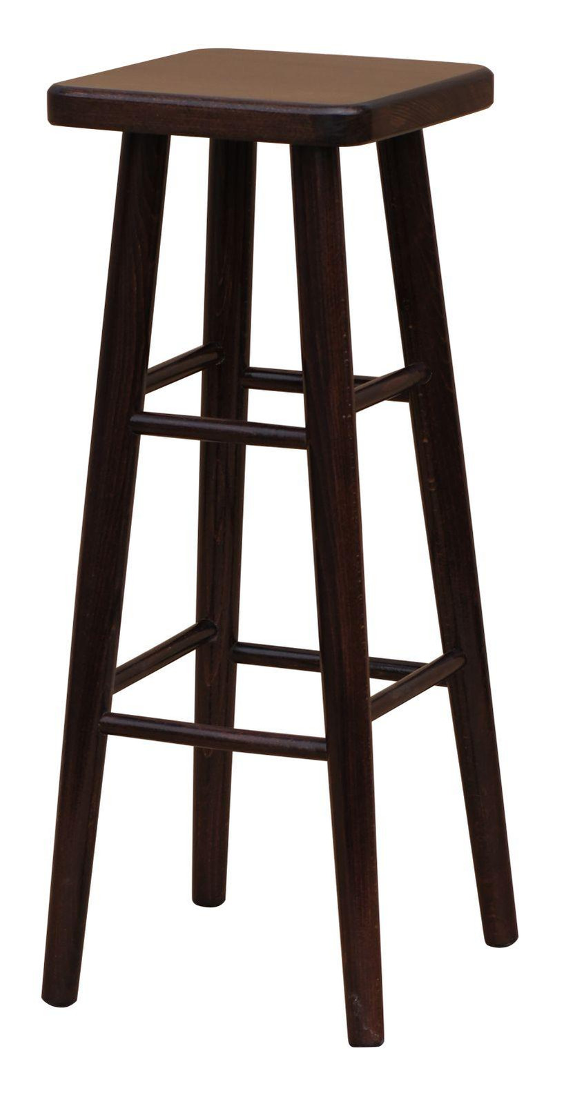 Massieve houten barstoel van beukenhout in notenhoutkleur, Hoogte: 82 cm