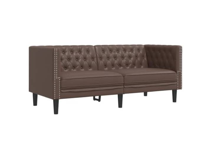 GHVBNMF Chesterfield Sofa 2-Sitzer Braun Kunstleder Polstersofa Stilvolles 2-Sitzer Couchsofa mit klassischer Knopfheftung und dicker Polsterung, ideal für Wohnzimmer und Büro.