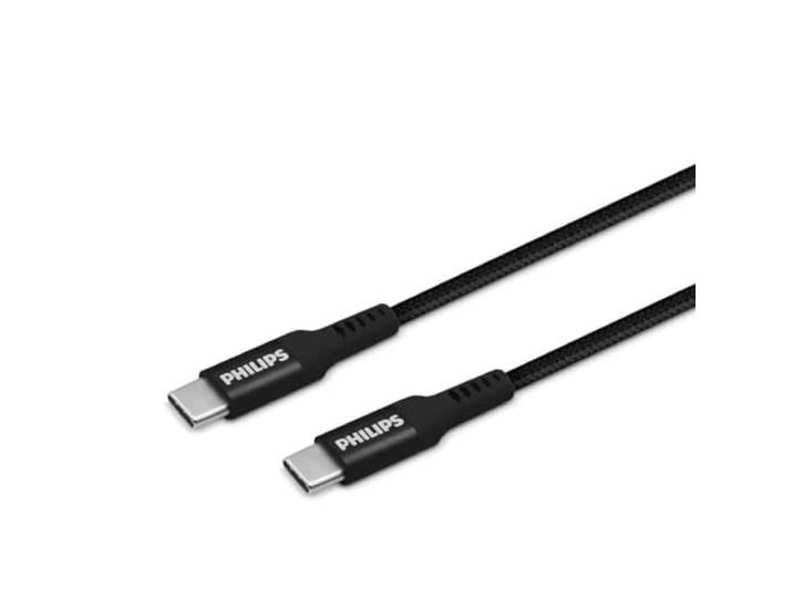 PHILIPS DLC5206C/00 - USB-C naar USB-C - 200 cm en gevlochten - voor Type-C laders - zwart