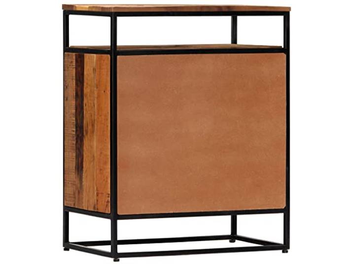 KPOTUERTU Beistellschrank 60x35x76 cm Altholz Stahl Massives Altholz, pulverbeschichteter Stahl, 2 Türen, 1 Ablage, Vintage-Eleganz, einfacher Zusammenbau