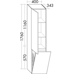 Burgbad Hochschrank Lin20 Acryl/Lack Matt 1760x400x345 Grau Hochglanz, HSPG040LF5364 HSPG040LF5364