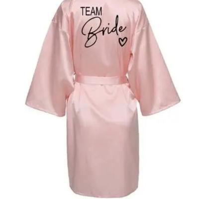Team Bride Satin Kimono Robe For Wedding Party pink Team Bride l