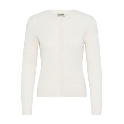 Strickjacke OXMO "Strickjacke OXSasja", Damen, Gr. S, weiß (cloud dancer), Obermaterial: 70% Viskose CV. 30% Nylon NY., Strickjacken Strickjacke