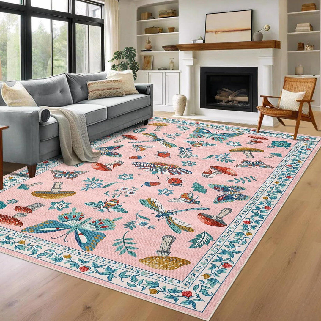 Brambly Cottage Machine Printed Area Rug Pink Rectangle 160 x 230 cm