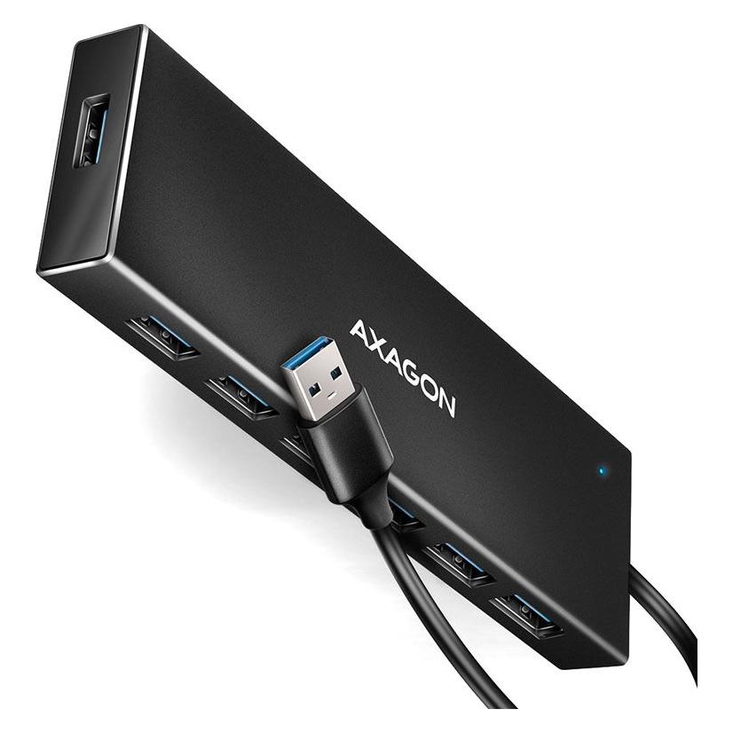 Axagon HUE-F7A USB-Hub, 7x USB 3.2 Gen 1, externe Stromversorgung - 1m (USB-A, 7 Ports) (HUE-F7A)