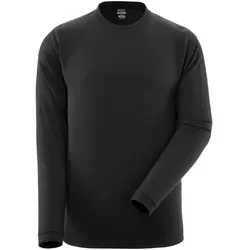 Herren Langarmshirt Rundhals Crossover - S - schwarz