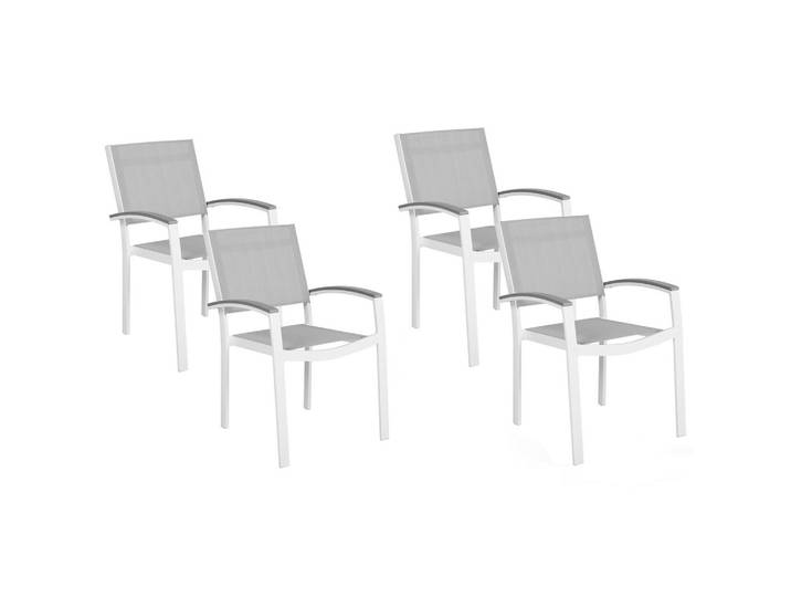 GARTENSTUHL 4er-Set Metall hellgrau Pereta