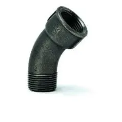 gebofittings Temperguss Gewindefittings 40 - Langer Bogen 45  - 1 1/4, schwarz"