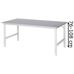 Rau Arbeitstisch Tom, höhenverstellbar, 200 x 76-108 x 100cm, Stahlblech, für Werkstatt