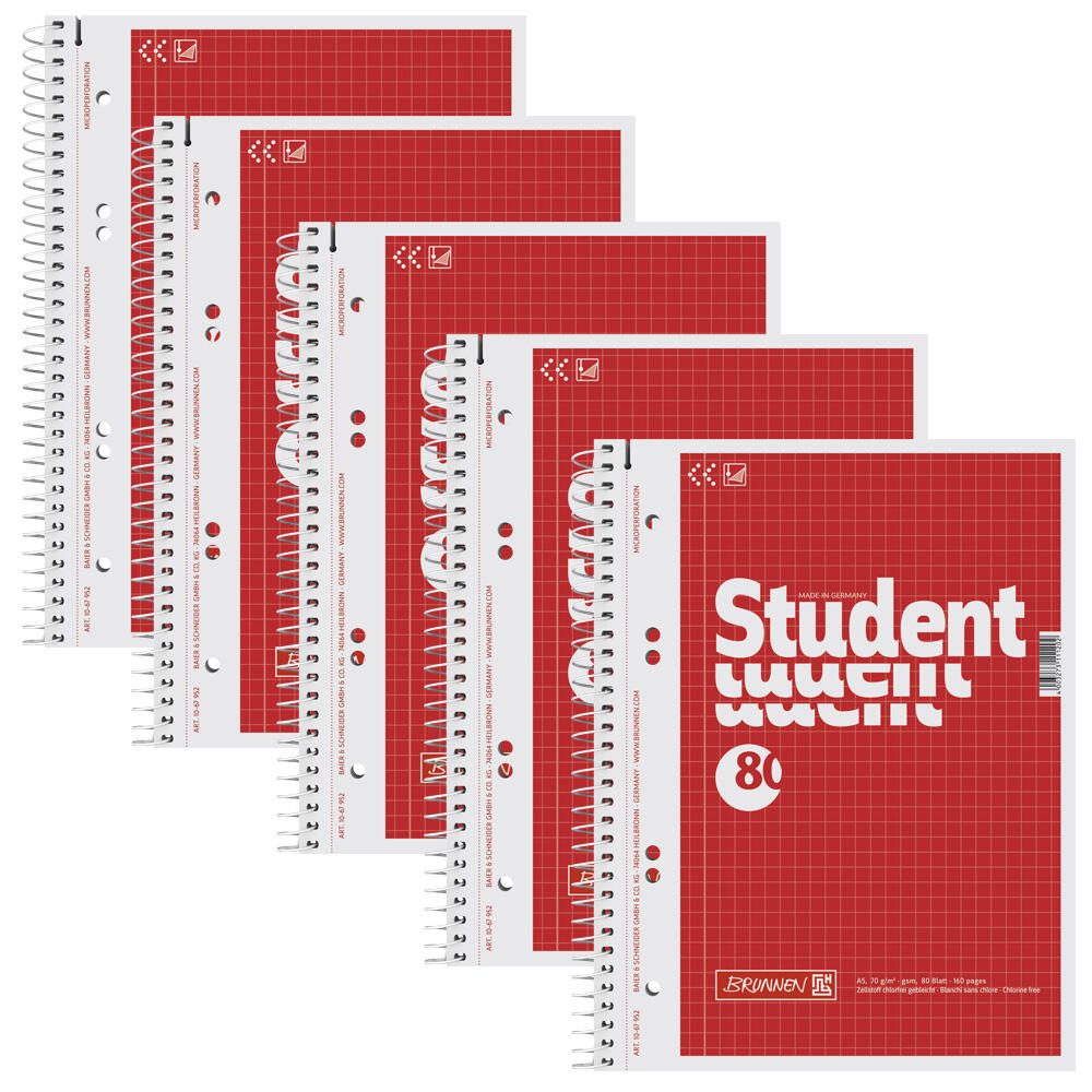 BRUNNEN Student Collegeblöcke DIN A5 kariert 1069952