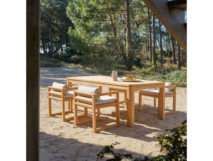 Gartenmöbel-Set aus massivem Teakholz, 4 Stühle - Weiß - Teak