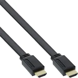 InLine HDMI-High Speed Flachkabel mit Ethernet, verg. Kontakte, schwarz, 3m