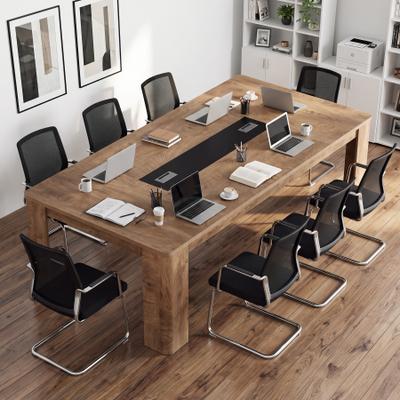 YUZHOU "8 FT Conference Table for 8 People, 94"" Large Office Meeting Table with 2 Grommets, Modern Boardroom Table for Conference Room"