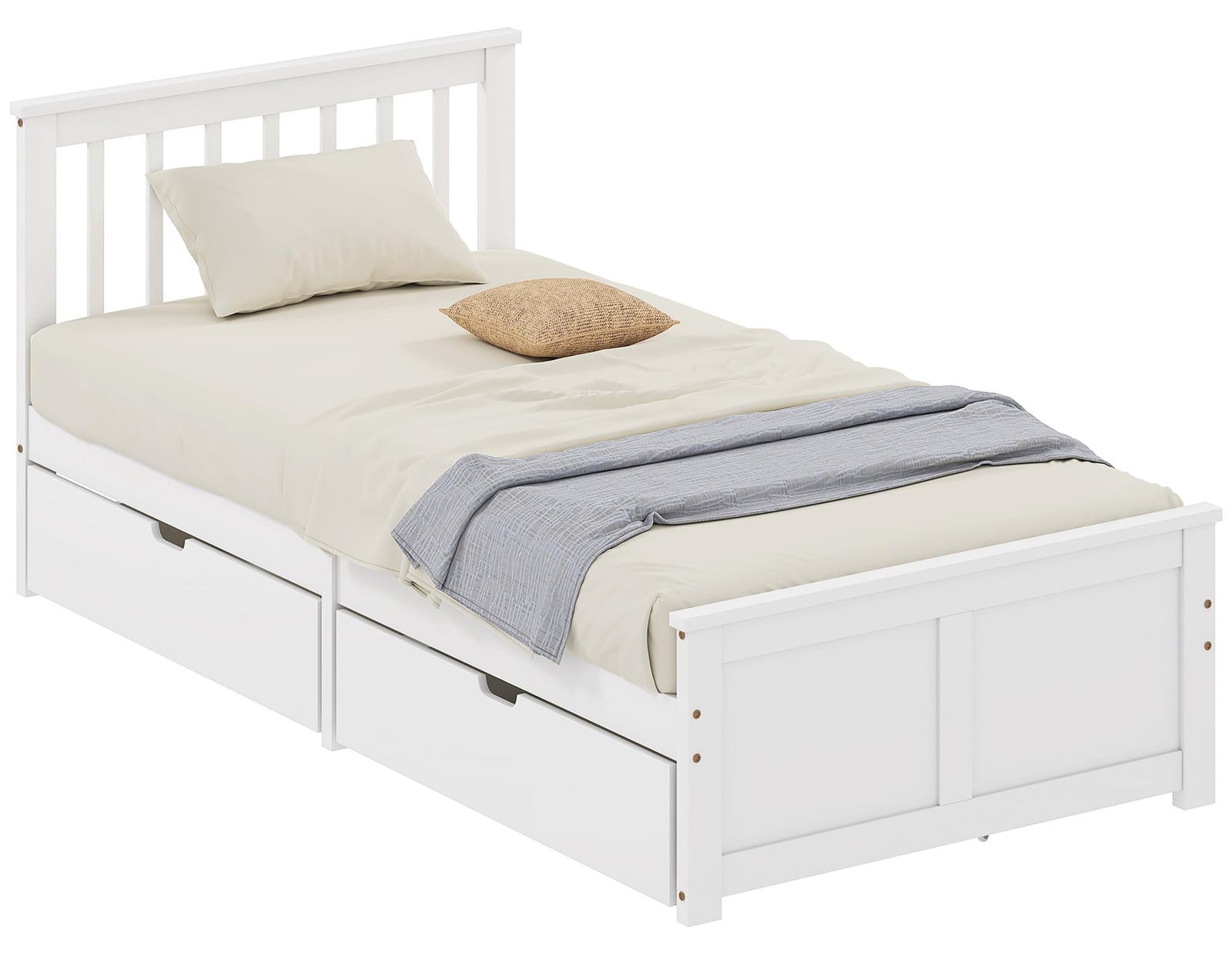 HOMCOM bed met lade en houten lattenbodem, 90 x 200 cm