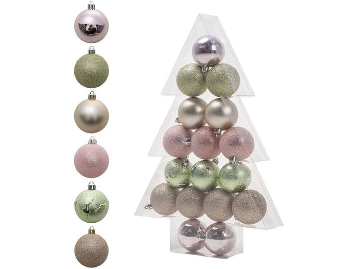 Set 17 Weihnachtskugeln SAPINELLE hellrosa