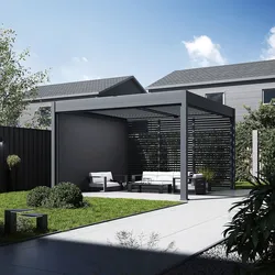 Sichtschutzrollo für Pergola Pavillon mit Lamellen Dach Oasis anthrazit