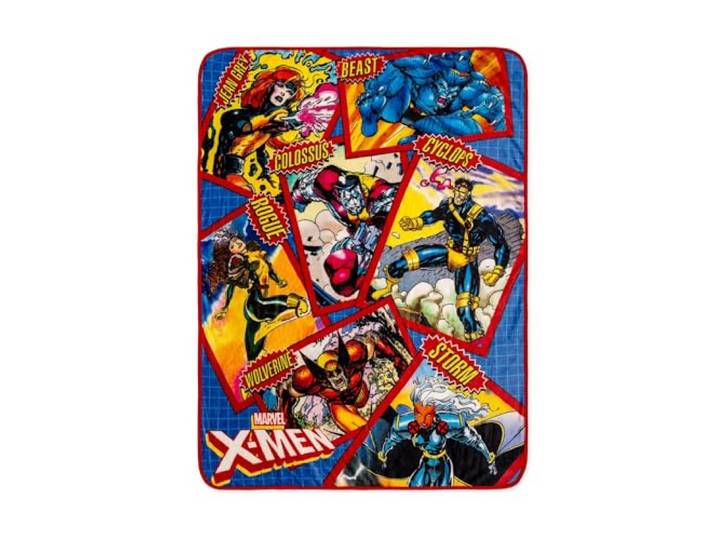 Marvel X-Men Character Cards Raschel-Überwurfdecke, weicher Polyester-Bezug für Sofa, Bett, 114,4 x 152,4 cm