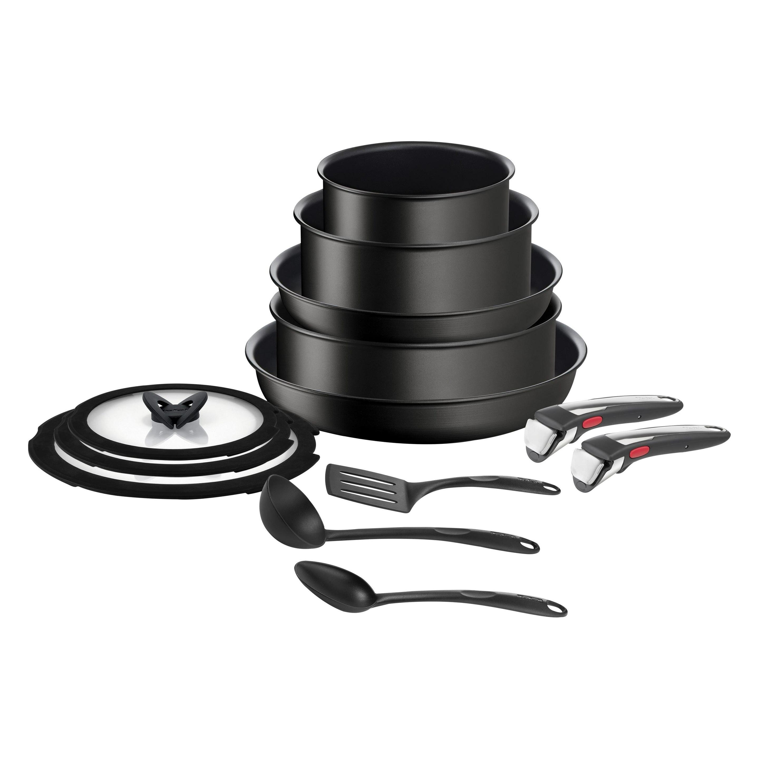 Tefal Ingenio Unlimited On stapelbares Kochgeschirr-Set 13-teilig, Deckel, abnehmbarer Griff & Kochzubehör (L3959343)