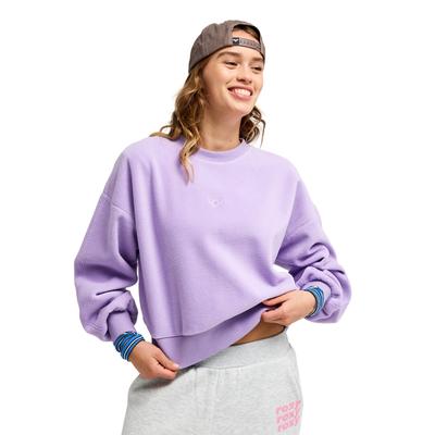 Rundhalspullover ROXY "Chill Story", Damen, Gr. L, lila (viola), Obermaterial: 65% Polyester, 35% Baumwolle., Pullover Rundhalspullover