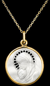 Edenly Medaille der Jungfrau Maria und Kind â€“ 18-karÃ¤tiges Gelbgold und Perl