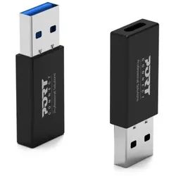 Port Designs 900154 Kabeladapter USB-A USB-C Schwarz