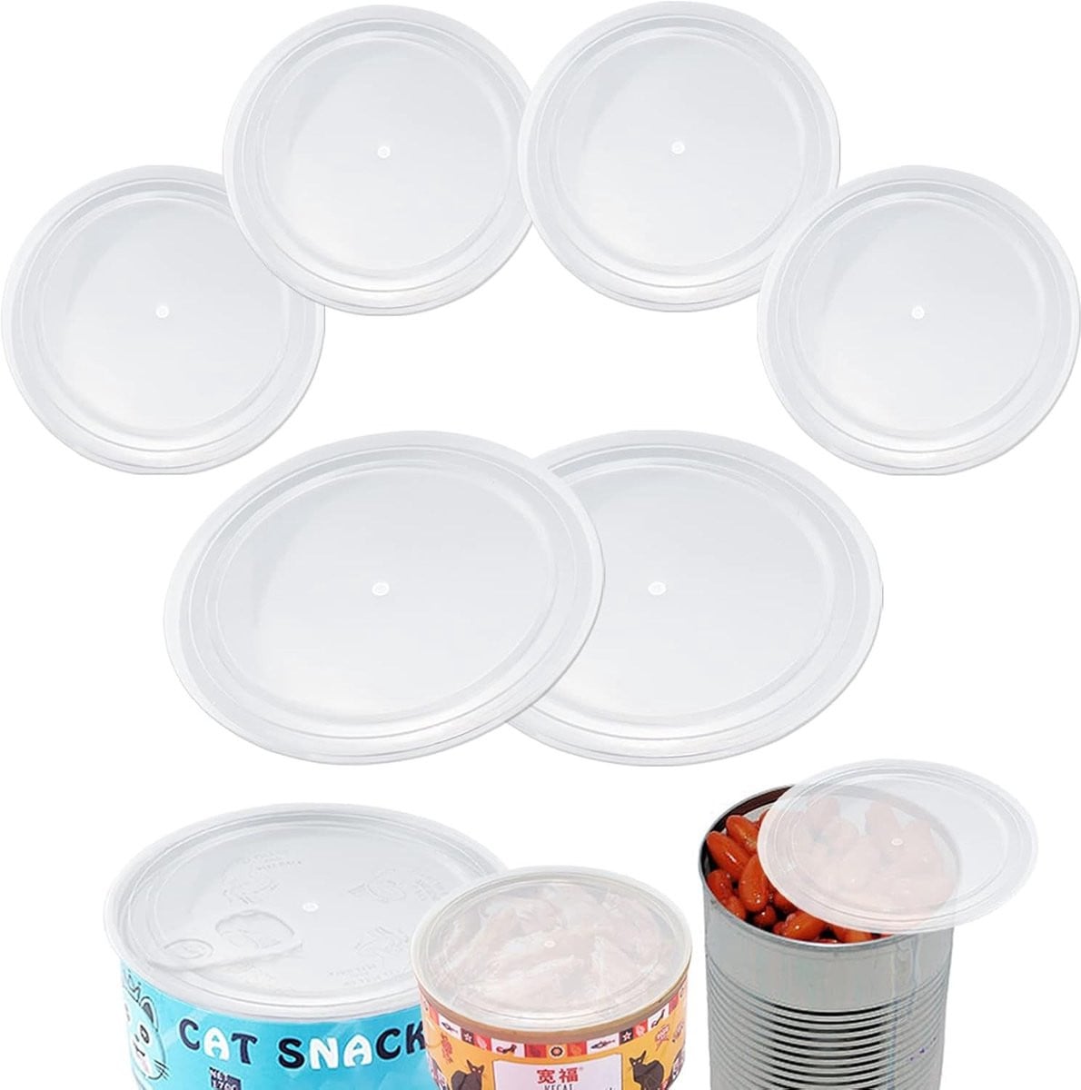 Set van 6 Loden Blikken: 2 Transparante Blikken van 101mm en 4 Blikken van 75mm voor Blikjes van 800g, 400g en 200g