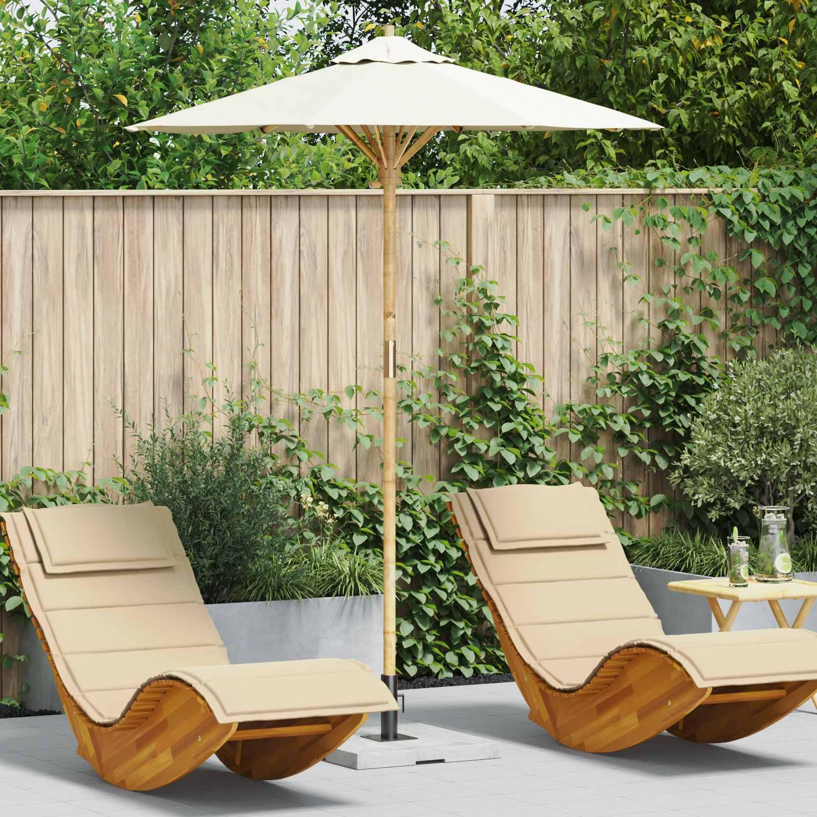 Prolenta Tuinzonneparasol, rond, diameter 180 cm, hoogte 230 cm, bamboe, crèmekleurig