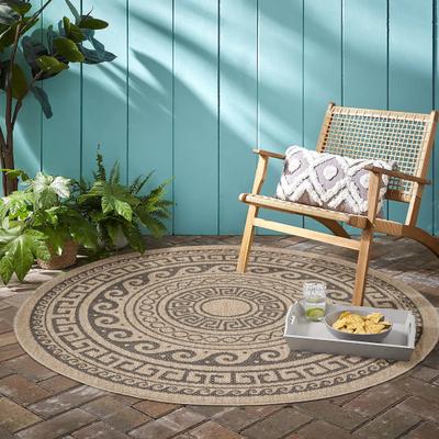 Outdoorteppich AYYILDIZ TEPPICHE "COMILLA 0887", schwarz, H:5mm Ø:80cm, Polypropylen, Teppiche, Outdoorteppich, Pflegeleicht / Strapazierfähig / In- und Outdoor geeignet