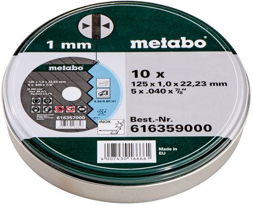 Metabo 616359000 Trennscheibe gerade 125mm 10 St. Stahl, Edelstahl