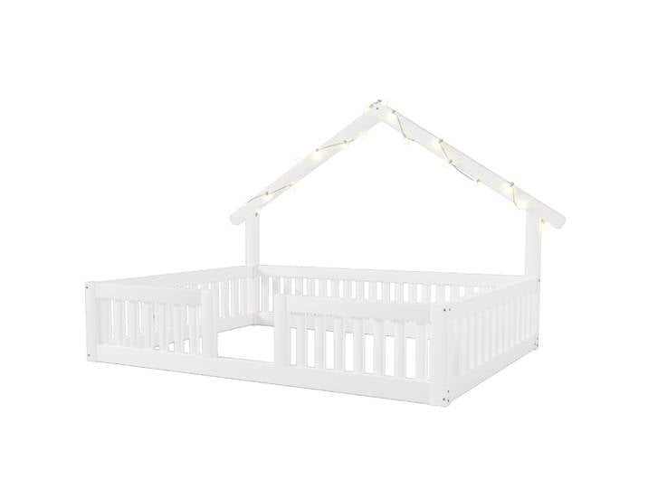 Lit maison enfant en pin blanc 140x200 cm