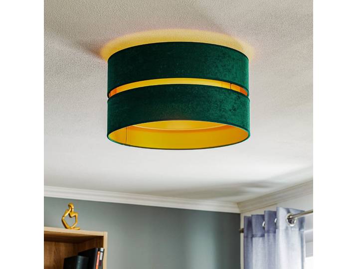 Plafonnier Duo en tissu vert/doré, Ø 40 cm - Duolla - Salon / séjour - Moderne - Tissu / textile - Rond