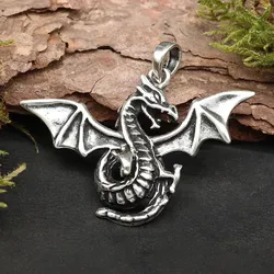 Drachensilber Schwarzer Drache Schmuck 925 Sterlingsilber Anhänger - Silber