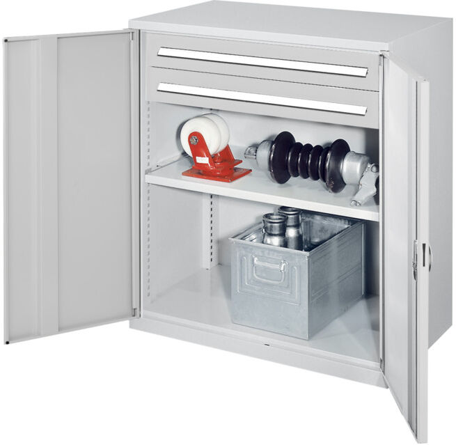 Kappes Schwerlastbeistellschrank Mod. 61 RAL 7035 Vollblechtüren mit Ausstattung (1471.01.1013)