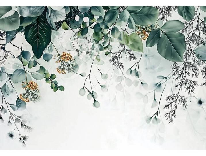 Tapete LEAVES 4-teilig vliesfaser weiss 416x290x1cm