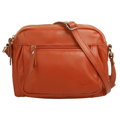 Umhängetasche SAMANTHA LOOK "SAMANTHA LOOK Damen echt Leder", Damen, Gr. B/H/T: 23cm x 18cm x 5cm onesize, orange, Leder, unifarben, Taschen Umhängetasche, echt Leder