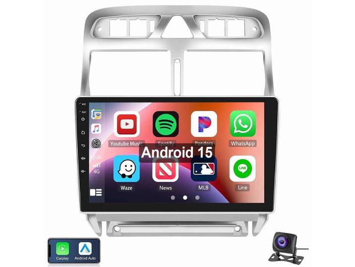 ESSGOO Für Peugeot 307 CC 2002-2013 Android Autoradio Android 15 Autoradio (RDS, Digitalradio (DAB), FM)